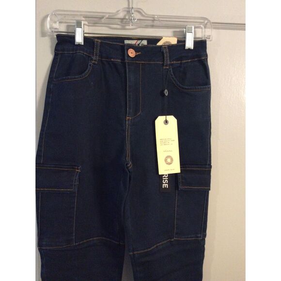 New NWT Denim Blvd Size 1 Super High Waist Carpenter Jeans Stretch - Picture 3 of 5